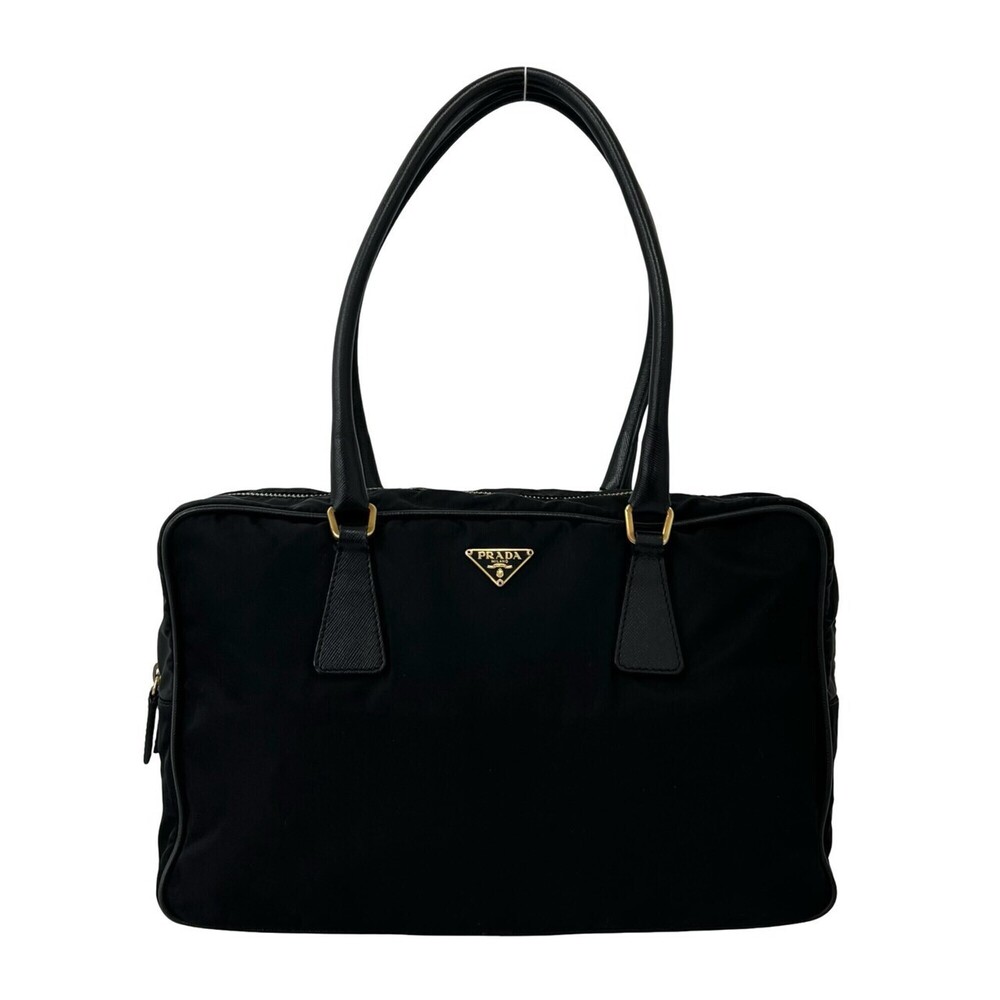 PRADA Prada Triangle Logo Hardware Tessuto Pocono Nylon Saffiano Leather Genu...